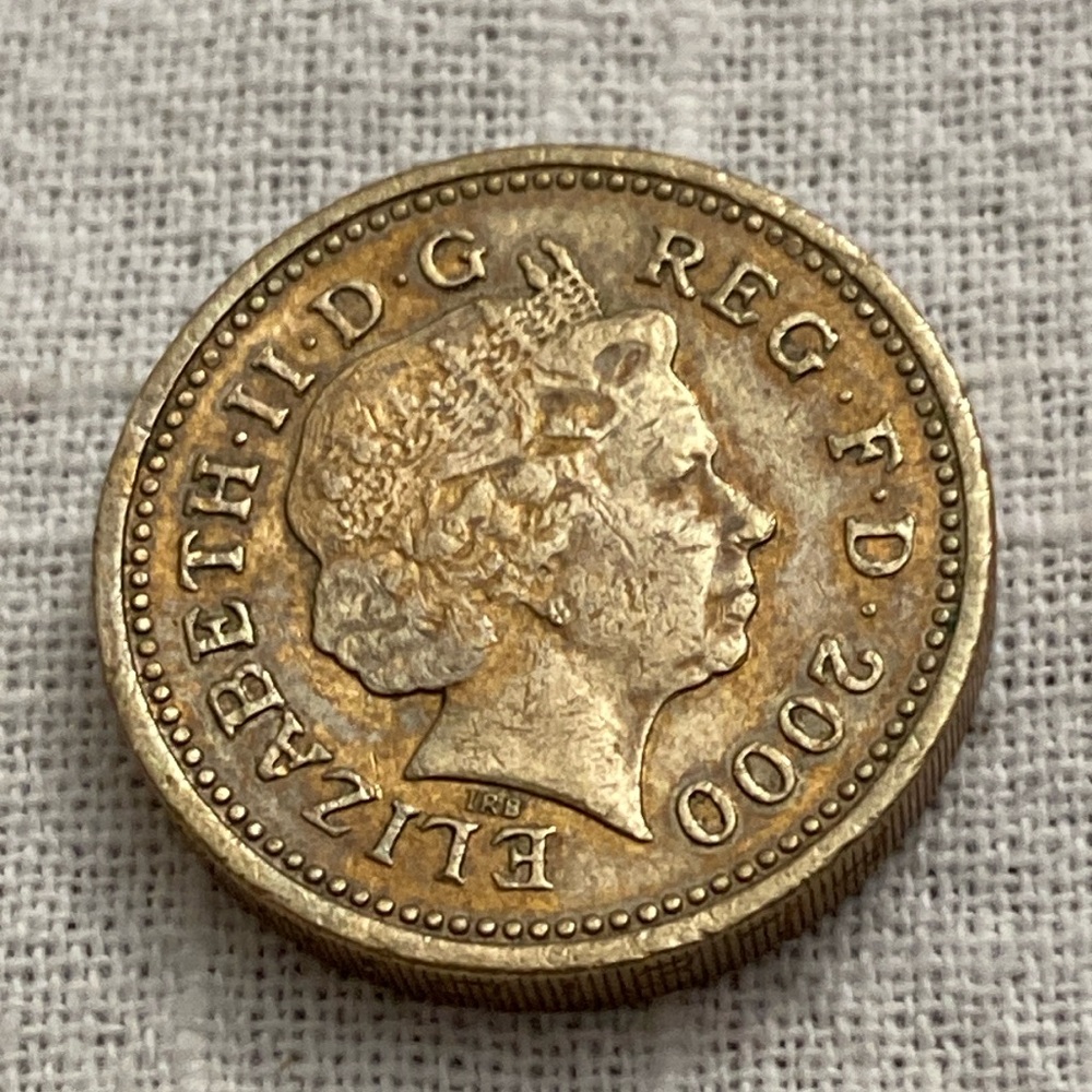 Rare Vintage 2000 Queen Elizabeth One Pound upside down PLEIDIOL WYF IM OWLAD